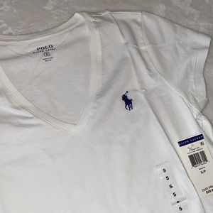 White short sleeve Ralph Lauren vneck tee
